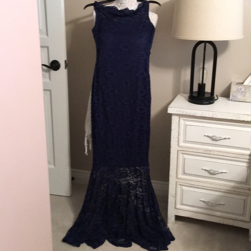 All lace beautiful navy gown